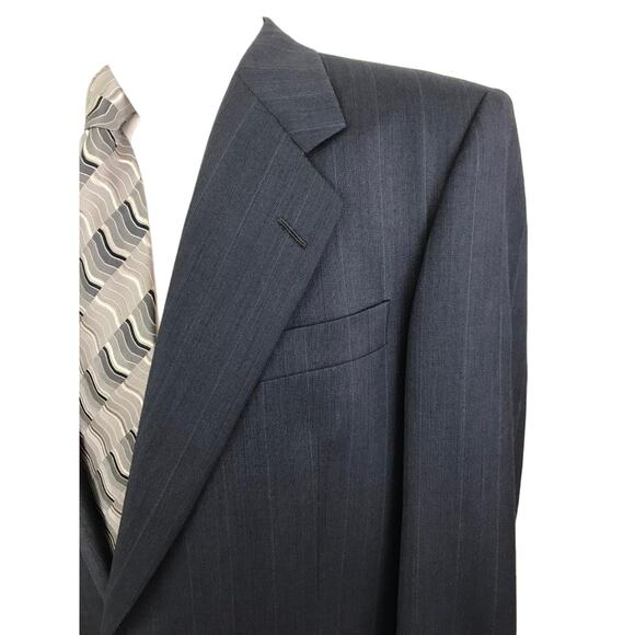Hickey-Freeman Men's Suit Jacket Wool Size 44 Long Blue 2 Button Vented - Picture 4 of 11